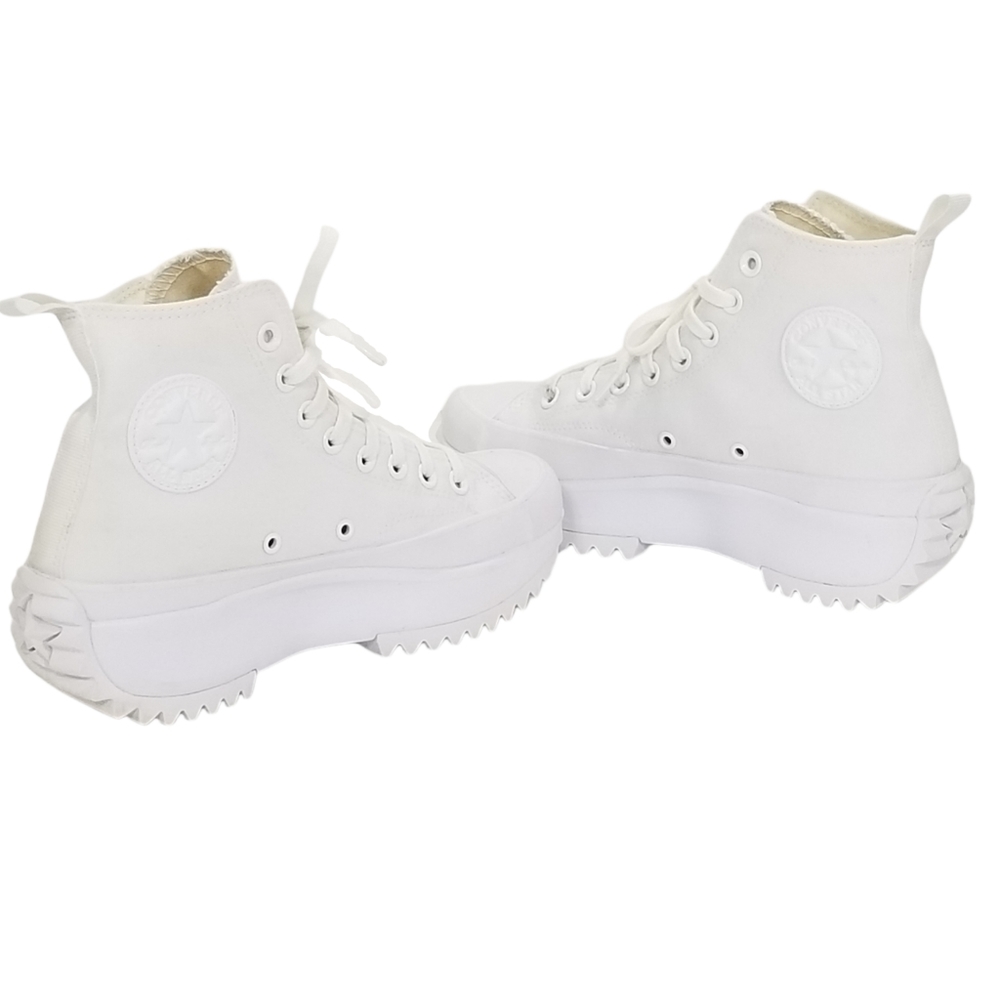 Converse Run Star Hike Chunky Platform Sneakers In Triple White Womens Size 8 - Picture 2 of 9